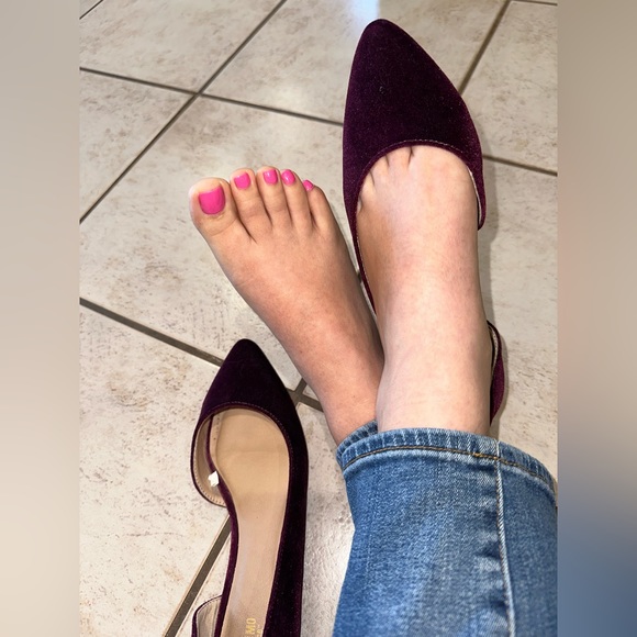 Purple plum velvet pointy flats women’s shoes used and well loved very pretty - Picture 5 of 16